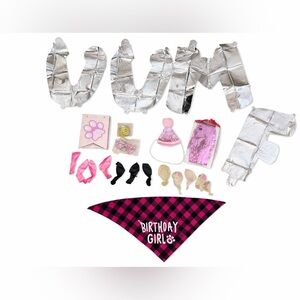 Silver and Pink Birthday Girl Party Set
